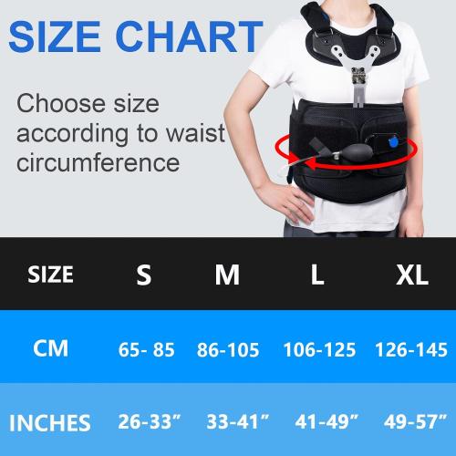 Nvorliy TLSO Full Back Brace for Back Pain Relief - Inflatable Airbag Thoracic Back Brace Orthosis Support for Compression Fracture, Pre or Post Op, Kyphosis, Scoliosis, Osteoporosis (XL)
