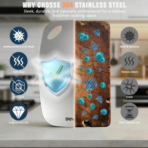 Cutting Board Non-Toxic, 304 Stainless Steel Cutting Board Double Sided, 11.45 x 8.15 Chopping Board for Kitchen, Dishwasher Safe Chopping Board for Meat, Vegetables or Fruit