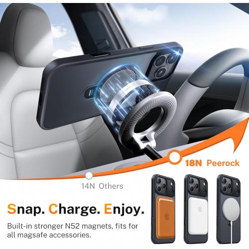for iPhone 17 Pro Case: with 360° Spin Magnetic Stand, Camera Control Button, Fit for MagSafe, Military Drop Protection, Protective Slim Phone Cover for 17Pro with Ring Kickstand, 6.3, Black