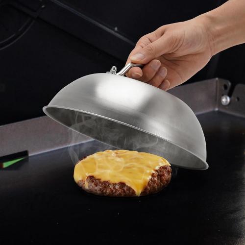 ZBXFCSH Compatible with Blackstone 5555 Stainless Steel 9 Griddle Melting Cheese Dome Wok Lids- Commercial Grade Basting and Steaming Cover- Best for Use in Flat Top Grills, 0.6mm Thickness-2 Domes