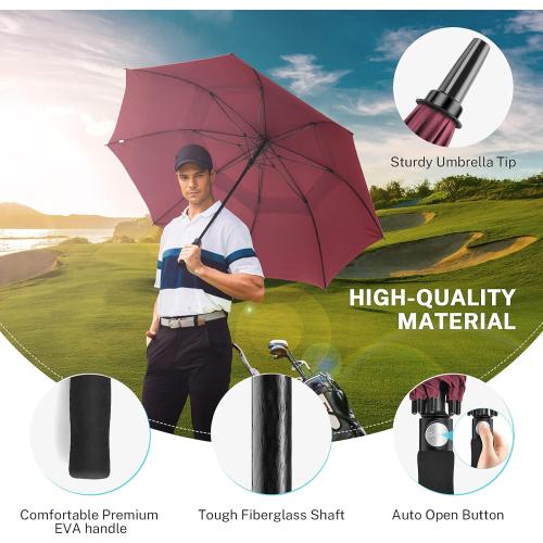 Gonex 54/62/68/72/80 Inch Extra Large Golf Umbrella, Automatic Open Travel Rain Umbrella with Windproof Water Resistant Double Canopy, Oversize Vented Umbrellas for 2-3 Men and UV Protection, Multiple Colors