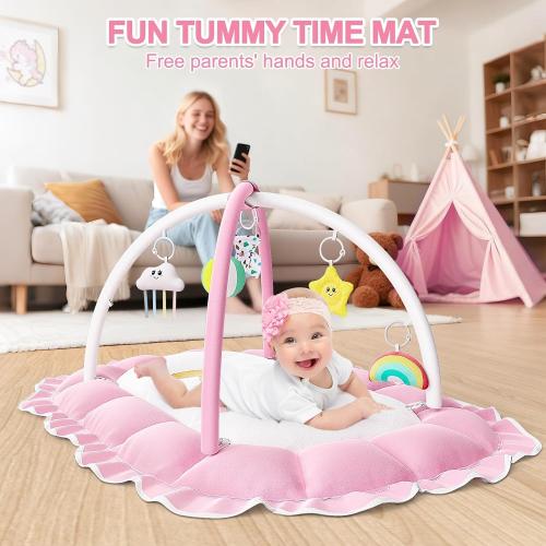 OCATO Baby Play Mat Tummy Time Mat Play Gym Activity Center Baby Girl Gifts | Baby Play Gym from Baby to Toddler Skills Development Baby Essentials Baby Shower Gifts Boy Girl for Babies