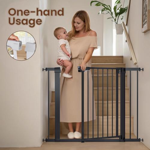 36 High Extra Tall Dog Gate, 29.6-40.5 Wide Pressure Mounted Tall Baby Gate for Dog, Auto Close Pet Gate with Door for Stairs,Doorways,House,Black