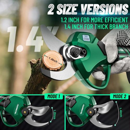 2-in-1 Cordless Electric Pruning Shears with Pole, 1.4 Cutting Diameter, Tree Trimmers Long Handle Pruner with 15 Ft High Reach, 2 *21V 2000mAh Battery Powered Pole Pruner for Tree Trimming