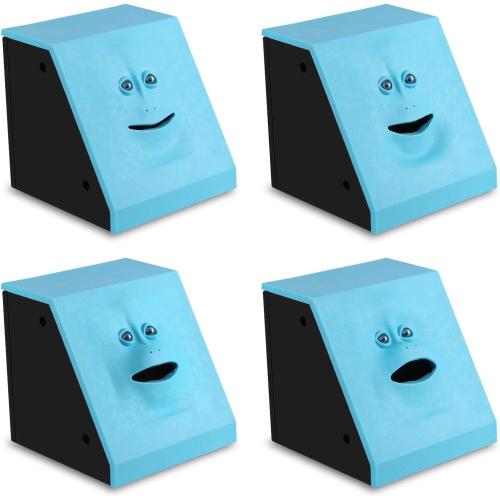 Youngine Novelty Face Bank Coin Eating Savings Bank Money Saving Collection Piggy Bank (Blue)