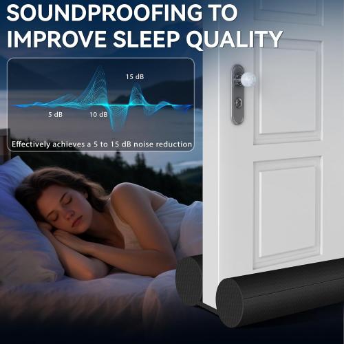 (2 Pack) Under Door Draft Stopper, Draft Stopper for Bottom of Door, Adjustable 30-36 Inch Door Draft Blocker, Under Door Gap Filler, Easy Install Door Seal, Helps Reduce Drafts, Noise and Heat Loss