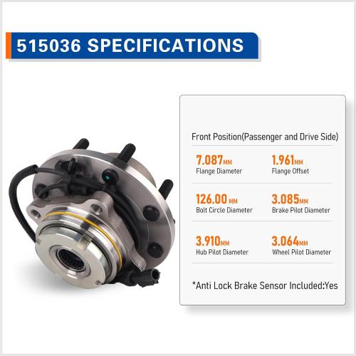 PAROD 515036 2PCS 4WD/AWD Front Wheel Hub Bearing Assembly Compatible with Cadillac Escalade, Chevy Avalanche 1500, Express, Silverado, Tahoe, Suburban, GMC Savana, Yukon, Sierra w/ABS