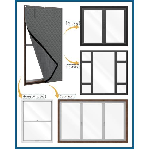 Window Insulation for Winter, Curtain Size , Thermal Insulated Window Cover with Oxford Cloth Thicken Cotton Filled, Windows, Grey