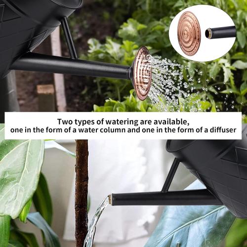 1.75 Gallon Outdoor Metal Watering Can for Garden Plants, Vintage Zinc Watering Can with Removable Spray Spout, Ideal for Outdoor Use (Black)