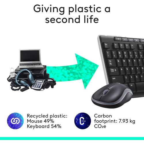 Logitech MK270 Wireless Keyboard and Mouse Combo for Windows, 2.4 GHz, 8 Multimedia Keys, PC, Laptop, Wireless Keyboard Compact Mouse Combo - Black