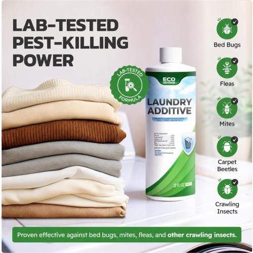 Eco Defense Bed Bug, Mite & Flea Treatment Laundry Additive Mite Killer & Bed Bug Detergent Plant-Based, Child & Pet Friendly Laundry Solution