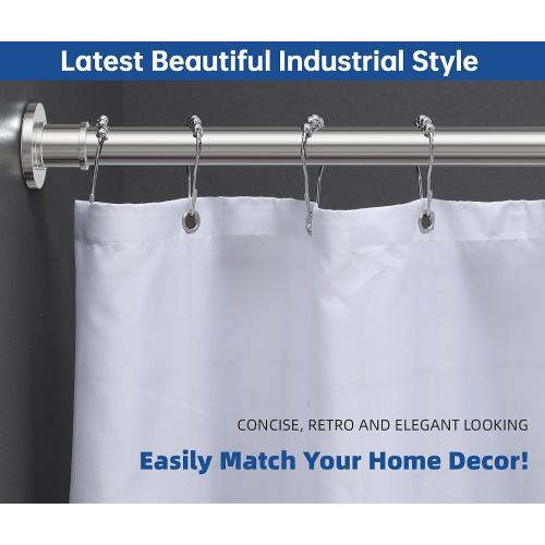 Industrial Shower Curtain Rod - Rustproof Non-Slip 43-72 Inch 304 Stainless Steel Tension Curtain Rod for Window or Bathroom, Chrome