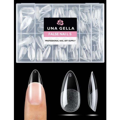 UNA GELLA Almond Nail Tips Medium 216pcs X-Soft Gel Press On Nails