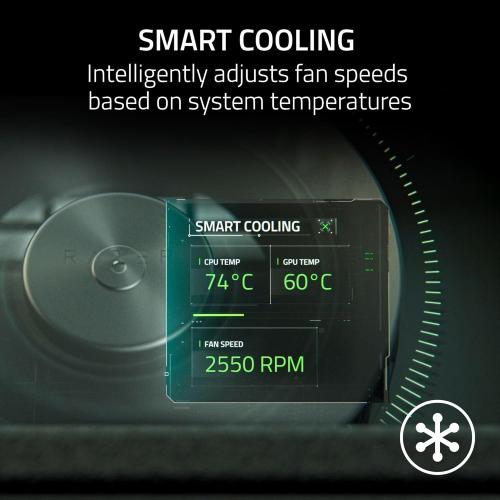 Razer Laptop Cooling Pad: Adaptive Smart - Intelligent Fan Control - Airtight Pressure Chamber - Fits Most Laptops & Macbooks 14” to 18 - Preset & Custom Fan Curves - 3 Port USB Type A - Chroma RGB