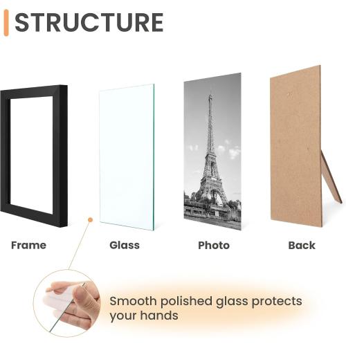 upsimples Certificate Frame with High Definition Glass, 8.5 by 11 Picture Diploma Document Frames for Wall and Tabletop, Black 5 Pack