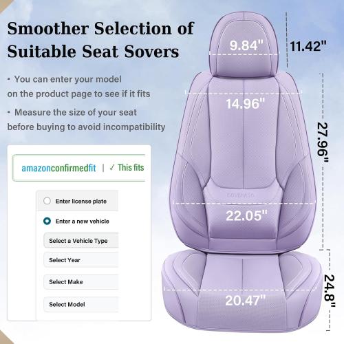 Color Purple Car Seat Covers Full Set, Seat Covers for Cars, Car Seat Covers Front Seats and Back Car Seat Protector Waterproof, Leather Car Seat Cushion Universal Fit for Most Cars Purple