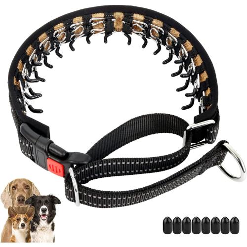 Martingale Collar No Pull for Small Medium Large Dogs | Black, M | Reflective, Patented Anti Pulling Dog Collar for Walking Training, Buckle, Adjustable, Safe for Night Walks, 2.5mm Links