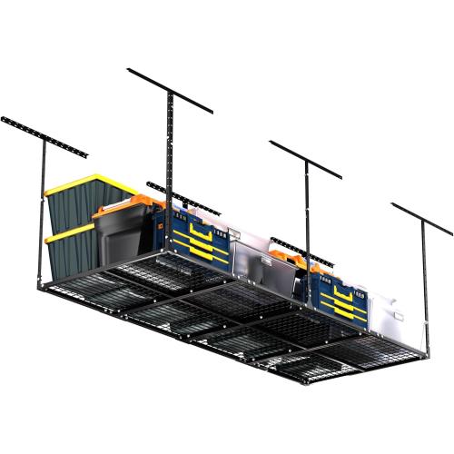 3 x 8FT Overhead Garage Storage Rack, Adjustable Ceiling Storage Racks, Garage Shelving Heavy Duty Storage Organizer System, 600lbs Weight Capacity (Black)