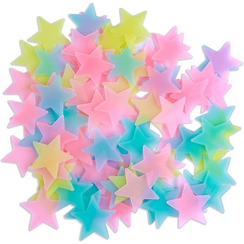 AM AMAONM 100 Pcs Colorful Glow in The Dark Luminous Stars Fluorescent Noctilucent Plastic Wall Stickers Murals Decals for Home Art Decor Ceiling Wall Decorate Kids Babys Bedroom Room Decorations