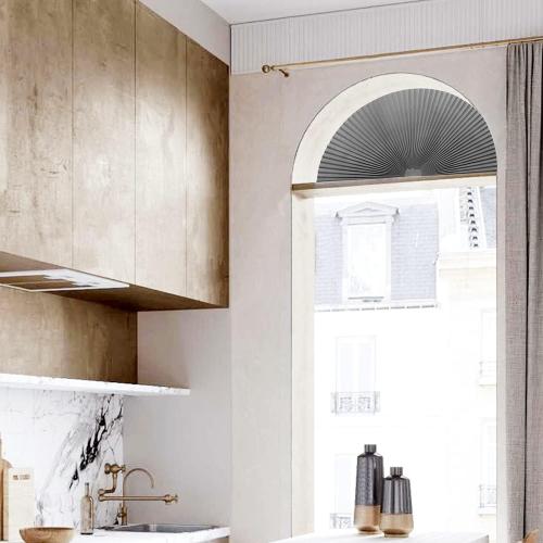Arch Window Pleated Blinds Easy Cut and Install Pleated Shades Fliterling Linght and Blackout Blinds Grey