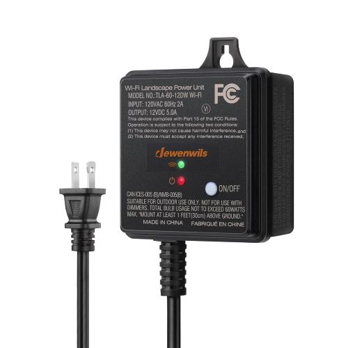 DEWENWILS 60W WiFi Low Voltage Transformer, 120V AC to 12V DC, Smart Outdoor Low Voltage Landscape Transformer with Timer, Work with Alexa & Google Home, Weatherproof for Landscape Lights, FCC Listed