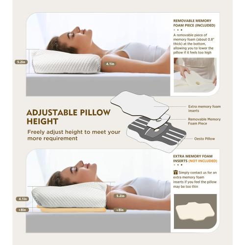 Osteo Cervical Pillow for Neck Pain Relief, Hollow Design Odorless Memory Foam Pillows with Cooling Case, Adjustable Orthopedic Bed Pillow for Sleeping, Support for Side Back Sleepers
