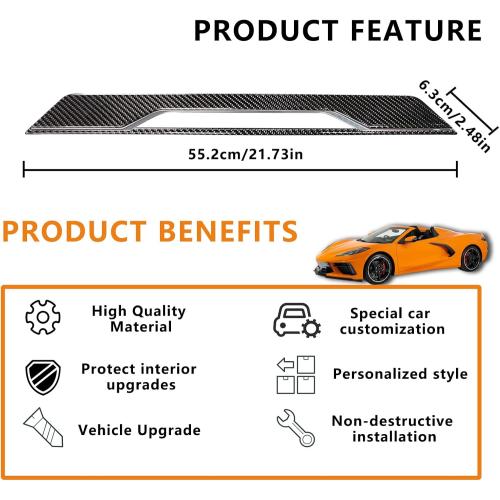 Real Carbon Fiber Inner Door Sill Protector Compatible with Corvette C8 2020-2025, Door Sill Plates Interior Decor Sticker Accessories