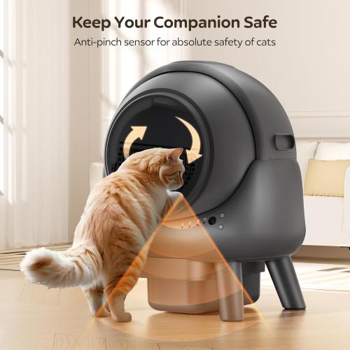 Automatic Litter Box, Self Cleaning Litter Box for Multiple Cats, Smart APP Control & Dual Safety Sensors, 15-Day Large Capacity Waste Bin, Odor Control, Includes Trash Bags,Gray
