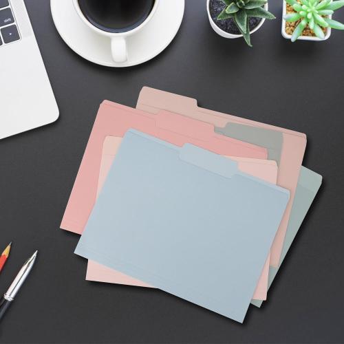Two Tone Colored File Folders,18 Pack 6 Pastel Colors Manilla Folders 8.5x11,Assorted Colors 1/3 Cut Tab File Folders Letter Size,School Business Office Folders for Document