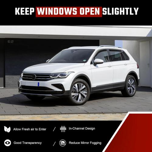 in-Channel Rain Guards Fit for Volkswagen Tiguan 2018-2025 Black Extra Durable Shatterproof Side Window Deflectors, Window Visors, Wind Deflectors - 4 PCS