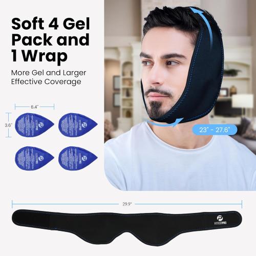 Fittest Pro Wisdom Teeth Ice Pack Head Wrap Jaw Ice Pack for Face Oral Surgery, 4 Hot Cold Gel Pack for TMJ, Tooth Extraction, Tonsillectomy Recovery
