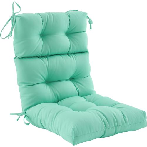 Outdoor High Back Chair Cushion,Water Resistant Tufted Adirondack Rocking Chair Cushion with Ties,Replacement Seat Cushion for Patio Furniture, dark blue