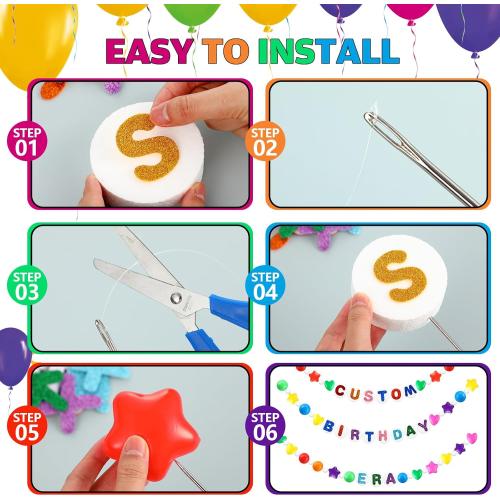 DIY Giant Friendship Bracelet Garland Kit Famous Singer Customizable Party Banner Jumbo Garland Decor Includes Balls Foam Circles Fishing Line Embroidery Needle Letter Stickers
