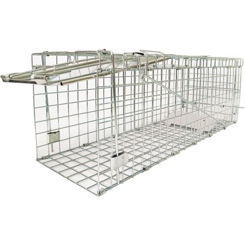 Collapsible Humane Live Animal Cage Trap No-Kill Trapping Kit for Humane Catch Release Rodent Small Cat, Rabbits, Squirrel, Opossum, Squire, Raccoon, All Fit Sized Small Animals, 2-Door 24x8.5x7.5