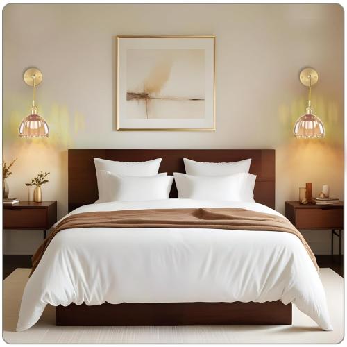 Battery Operated Wall Sconces CCT Dimmable Wireless Sconces Set of 2, Vintage Light Fixture with Amber Tulip Glass Lampshade Wall Decor Set of 2 for Living Room Bedroom Bedside Bathroom