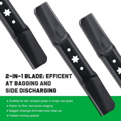 Grasscool ZT1 50 942-05052A Blades with 6 Star Shaped Hole for Cub Cadet Ultima ZT1 ZT2 Zero Turn Enduro XT1 XT2 LT50 50 inch Cut Deck Lawn Tractor Riding Replace 742-05052A 942-05052(High-Lift)