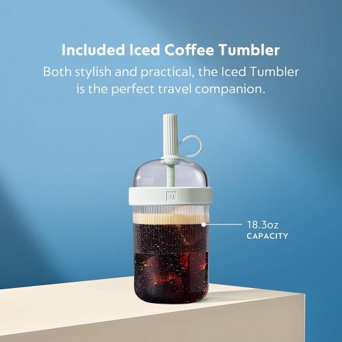 Nespresso Vertuo Pop  Cold Value Added Bundle with Iced Coffee Tumbler by De'Longhi, Liquorice Black