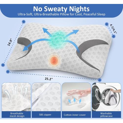 IKSTAR CPAP Pillow for Side Sleeper, Sleep Apnea Pillow for Sleeping, CPAP Nasal Pillows Suit for All CPAP Masks User, Cervical Memory Foam Neck Support Pillow Relief Neck Pain for Side Back Sleepers