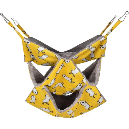 Petmolico Ferret Swing Hammock, Small Pets Hanging Cage Hammock Warm Plush Winter Ferret Accessories for Hamster Guinea Pig Rat Sugar Glider, Yellow Duck