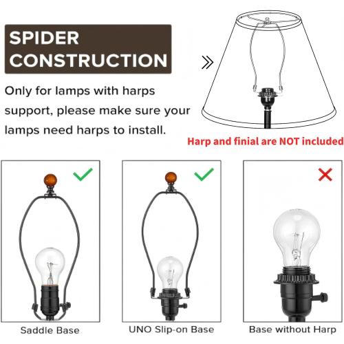 GO&SO Large Empire Lamp Shades Set of 2,6.5 x 16.3 x 10.5,White Fabric | Modern Lamp Shades For Table Lamps,Floor Lamps Replacement,Spider Fitter,Assembly Required