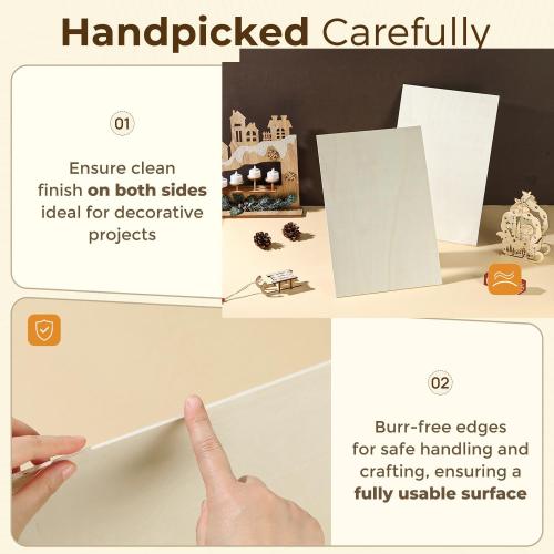 12 Pack Basswood Plywood Sheets 12x24x1/8, Basswood for Laser Cutting | Smooth Surface, Uniform Thickness, No Burrs, No Warping, No Knots, No Cracks