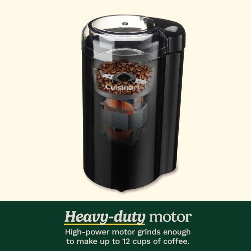 Cuisinart Coffee Grinder, One Touch Control Coffee Bean Grinder with Stainless Steel Bowl and Blades, 2.5 oz/70g Capacity Enough for 12 Cups, On/Off Switch with Safety Interlock, DCG-20BKN, Black ‼️doesn’t come with lid and has mild stains ‼️