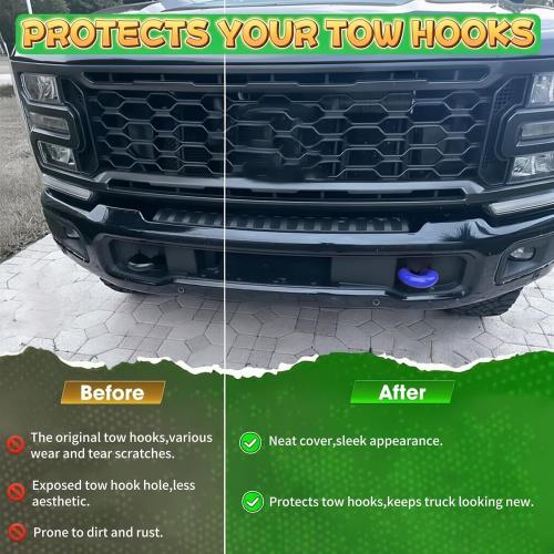 Front Tow Hook Cover for 2017-2026 Ford Super Duty F-250 F-350 F-450,Tow Hitch Covers, Ford Truck Accessories, Pickup Truck Accessories, F250 Must Haves, Silicone, Blue (2 Pack)