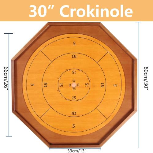 Tournament Crokinole and Checkers, 30-Inch Official Crokinole Board Game with 26 Playing Surface, Canadian Heritage Tabletop Game for Two Players, Dexterity Krokinole Games for Families and Friends