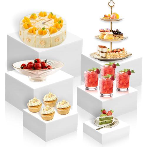 12 Large Buffet Risers,3Pcs 12,10,8 Buffet Risers,Food Risers for Buffet Table Display Stand Shelf for Party Catering Dessert Jewelry Collectibles Acrylic Cube Boxes