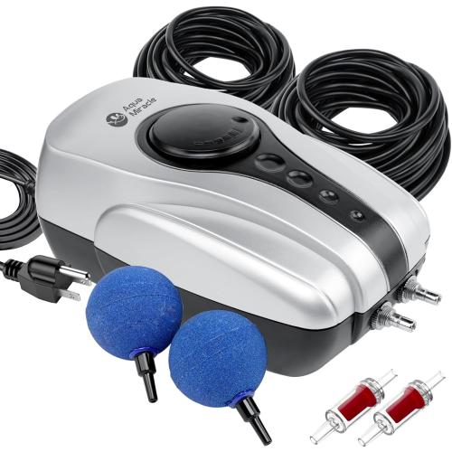 AquaMiracle Koi Pond Aerator for Pond up to 1000 & 2000 Gallons, All-in-One Pond Air Pump Aeration Kit with Air Stones Airline Tubing Check Valves