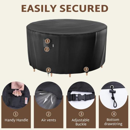 iBirdie Round Patio Furniture Cover 80 x 28 inch, Outdoor Waterproof and Weatherproof for Garden Table and Chairs, Heavy Duty 600D, fit 80, 79, 78 Diameter