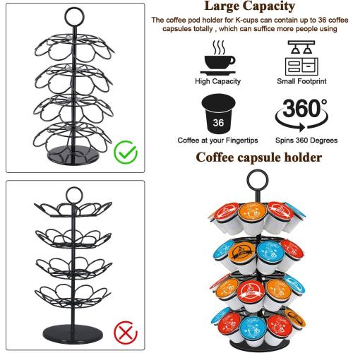 Coffee Pod Carousel Holder Organizer Compatible with 36 Cup Pods