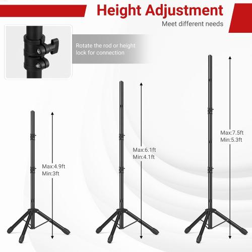 Color Black JSungo Backdrop Stand, Adjustable 10x7.5 FT Background Stand Backdrop for Parties, Photo Video Studio, Portable Photography Backdrop Stand with Carrying Bag, 6 Backdrop Clamps, and 2 Stand Bags