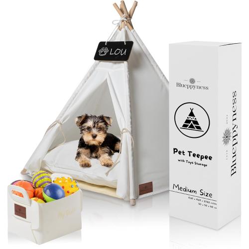 Blueppyness Pet Teepee Tent with Storage Bag Small Dog Beds Medium Sized Dog Up to 20 lbs Cat Beds for Indoor Cats Cama para Perros Pequeños Bunny House Indoor Bed Bunny Casa para Gatos